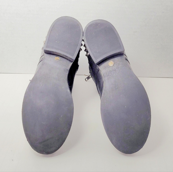 Steve Madden Grunge Gothic 90s Y2K Punk Rock Black Leather Spiked Boots Size 6 - Picture 2 of 7